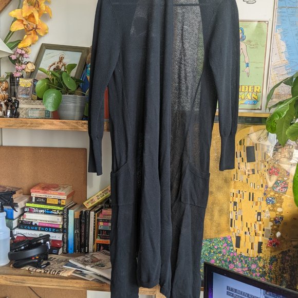 Long Black Cardigan w/pockets American Eagle sz M - Picture 9 of 9